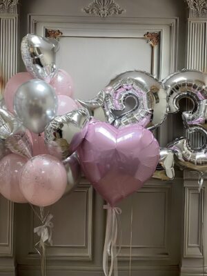 Silver & heart pink 22